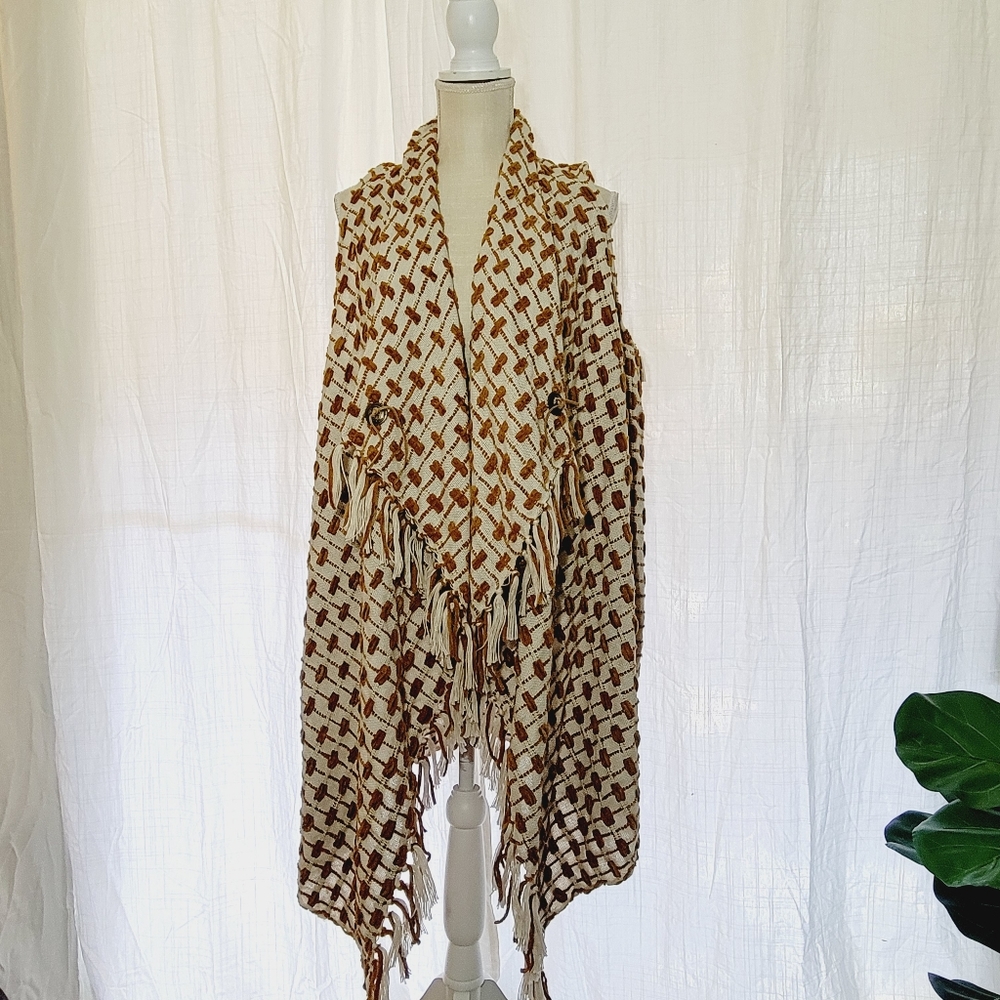 Fringe Design's Women Kaftan Ribbed Jacket Poncho-ish Kimono Festival Western Wr